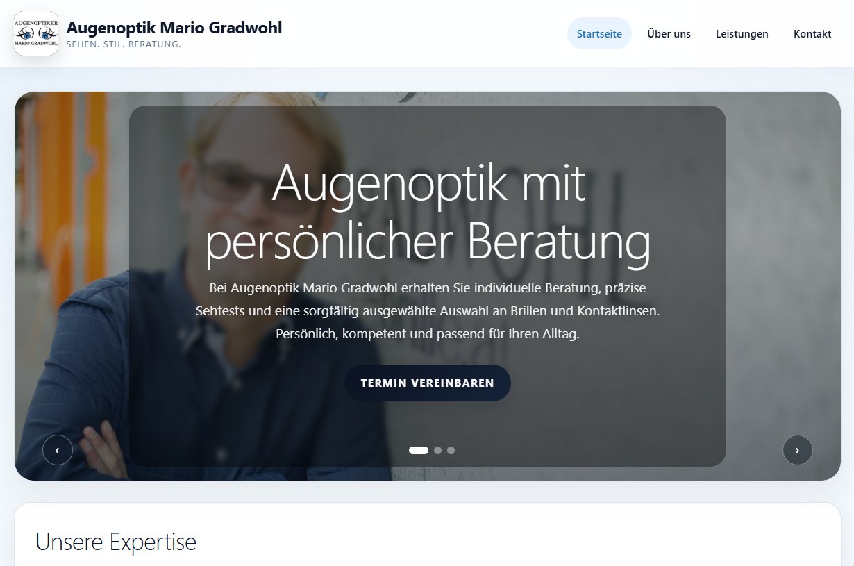 Website von Augenoptik Mario Gradwohl – Referenz von BeeCaso